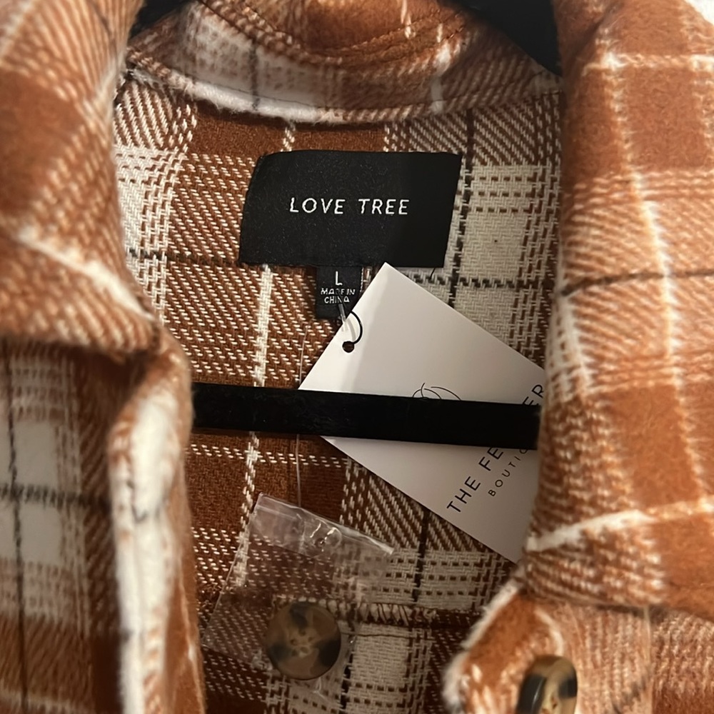 Rust Flannel Cropped Shacket - Picture 2 of 6